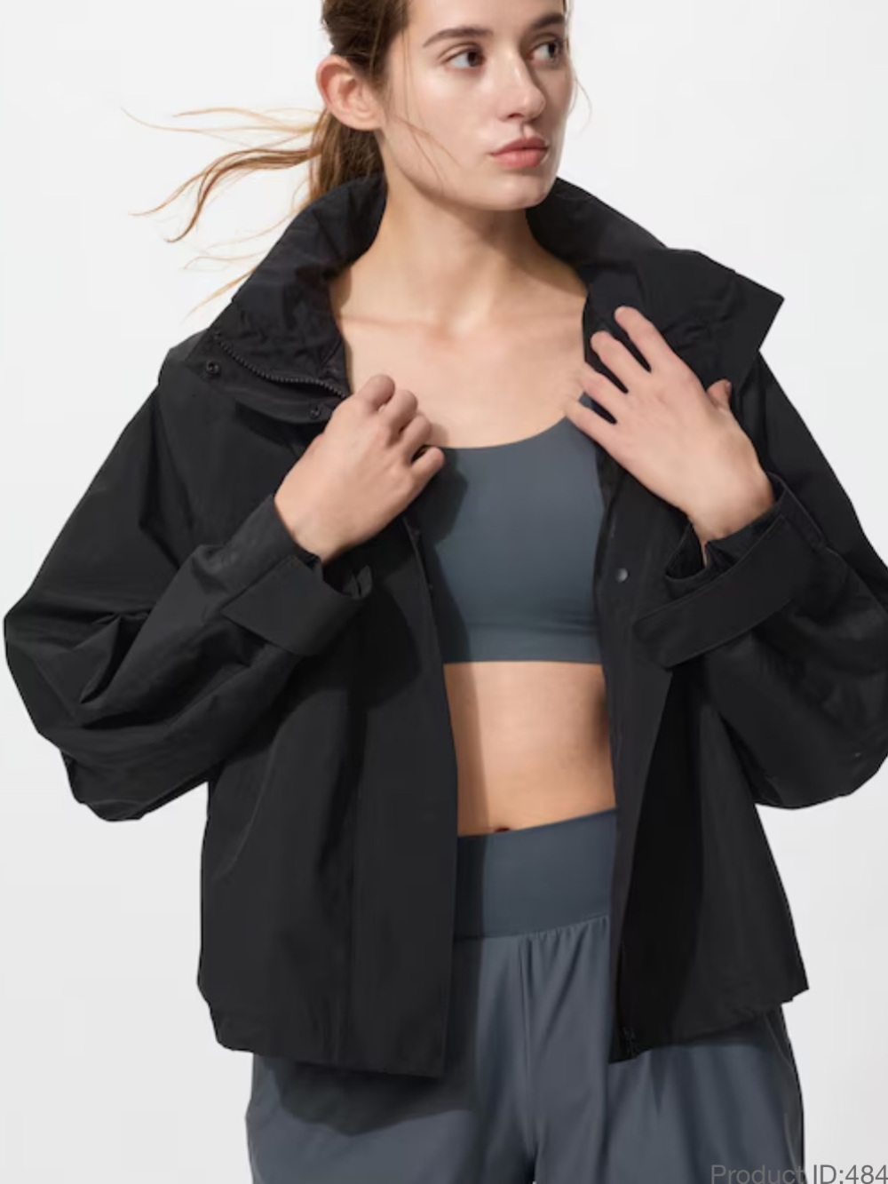 Uniqlo Black Women's Lightweight Hooded Bomber Jacket